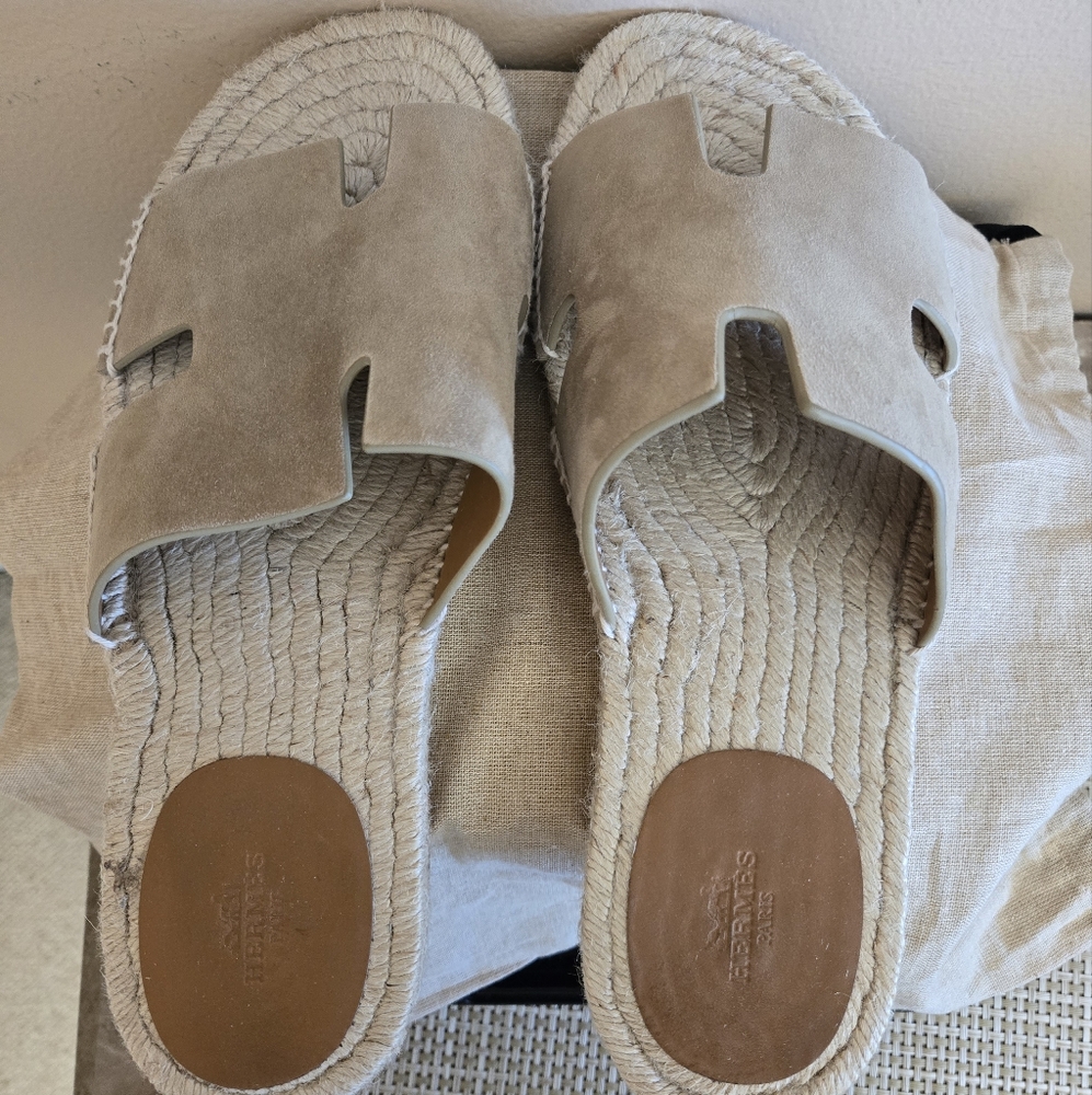 Hermes Antigue Espadrille Beige